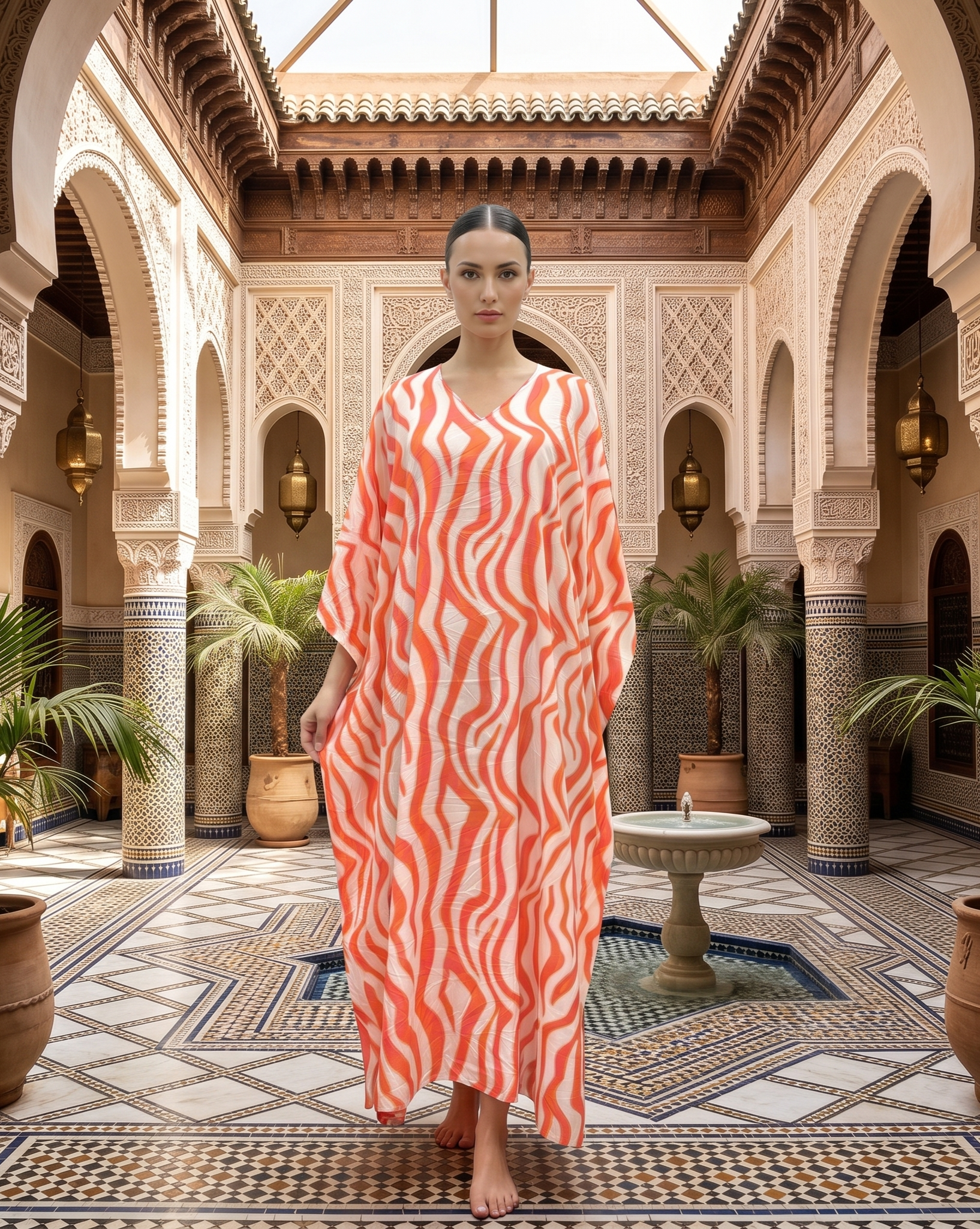 White Orange Print