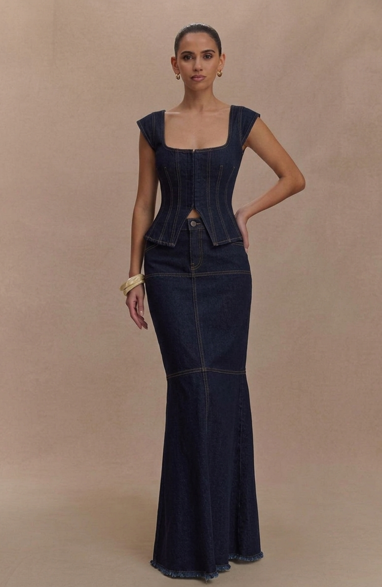Conjunto coordinado de falda de mezclilla