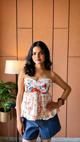 Sunflower Bloom Strapless Top