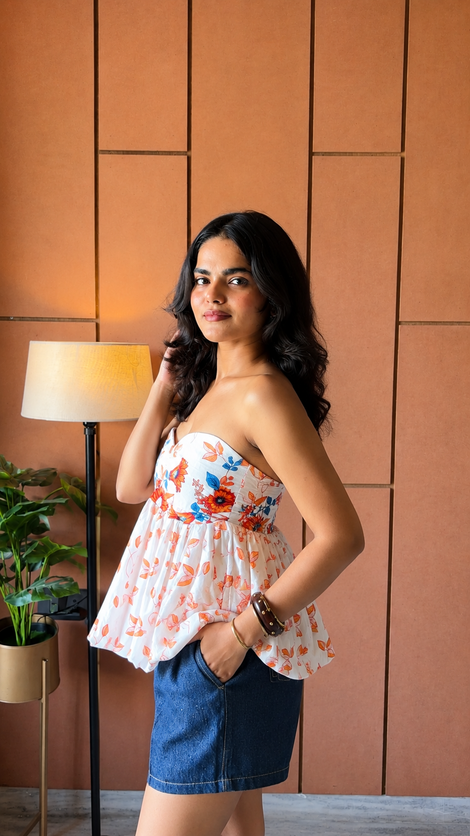 Sunflower Bloom Strapless Top