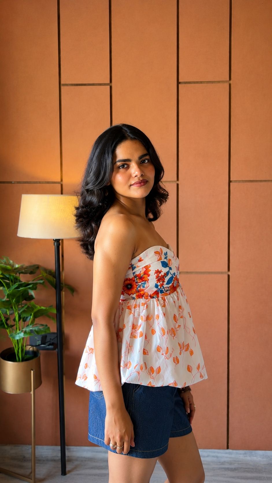 Sunflower Bloom Strapless Top