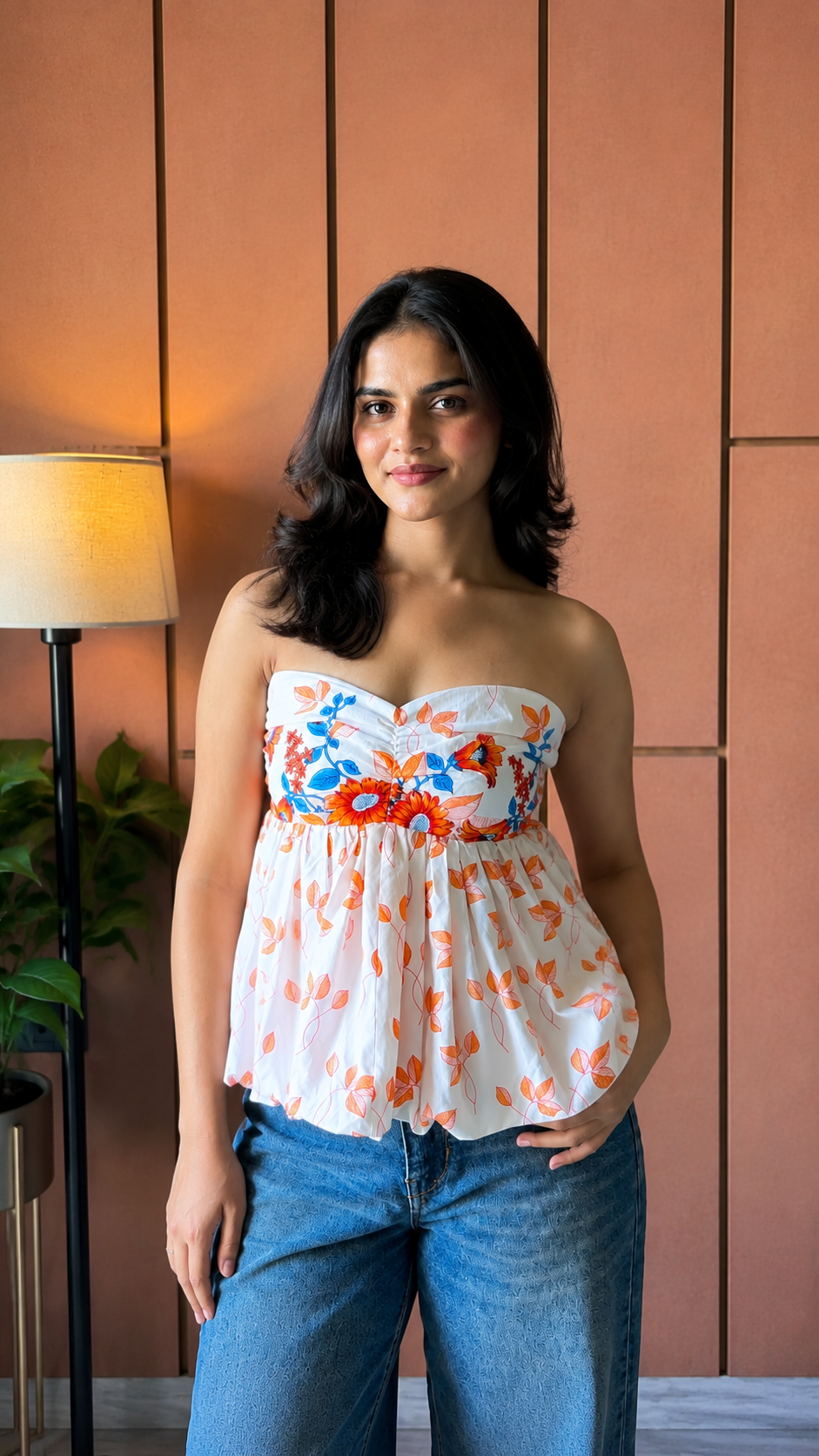 Sunflower Bloom Strapless Top