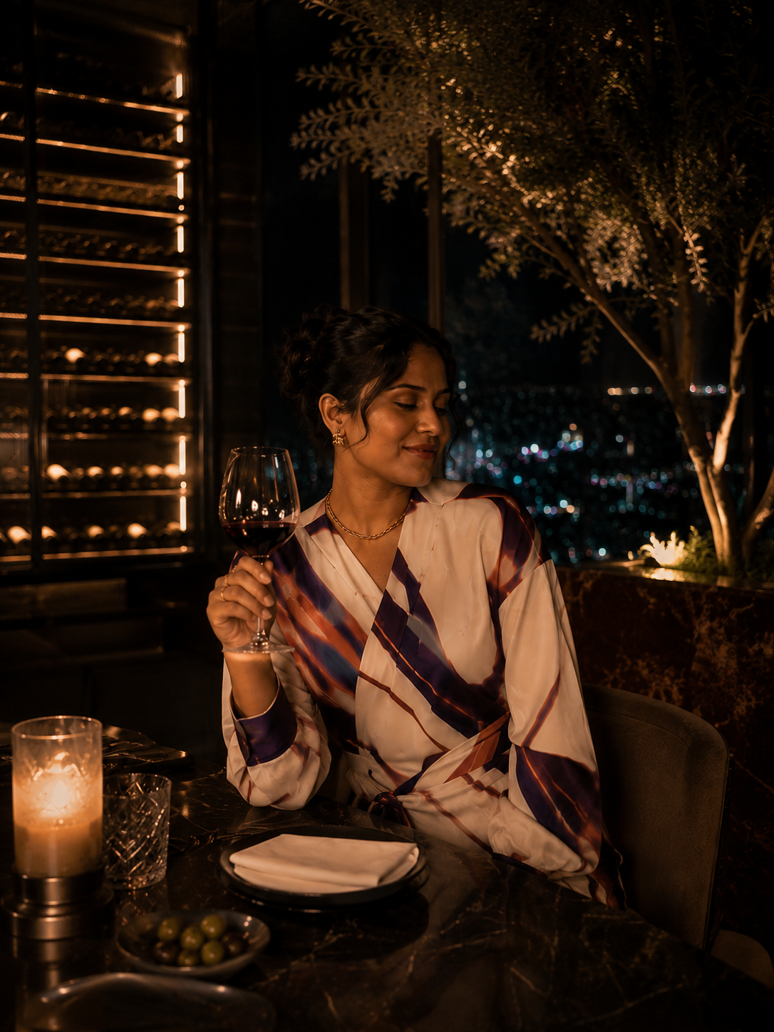 🌙 Starlit Wine Evening Dress