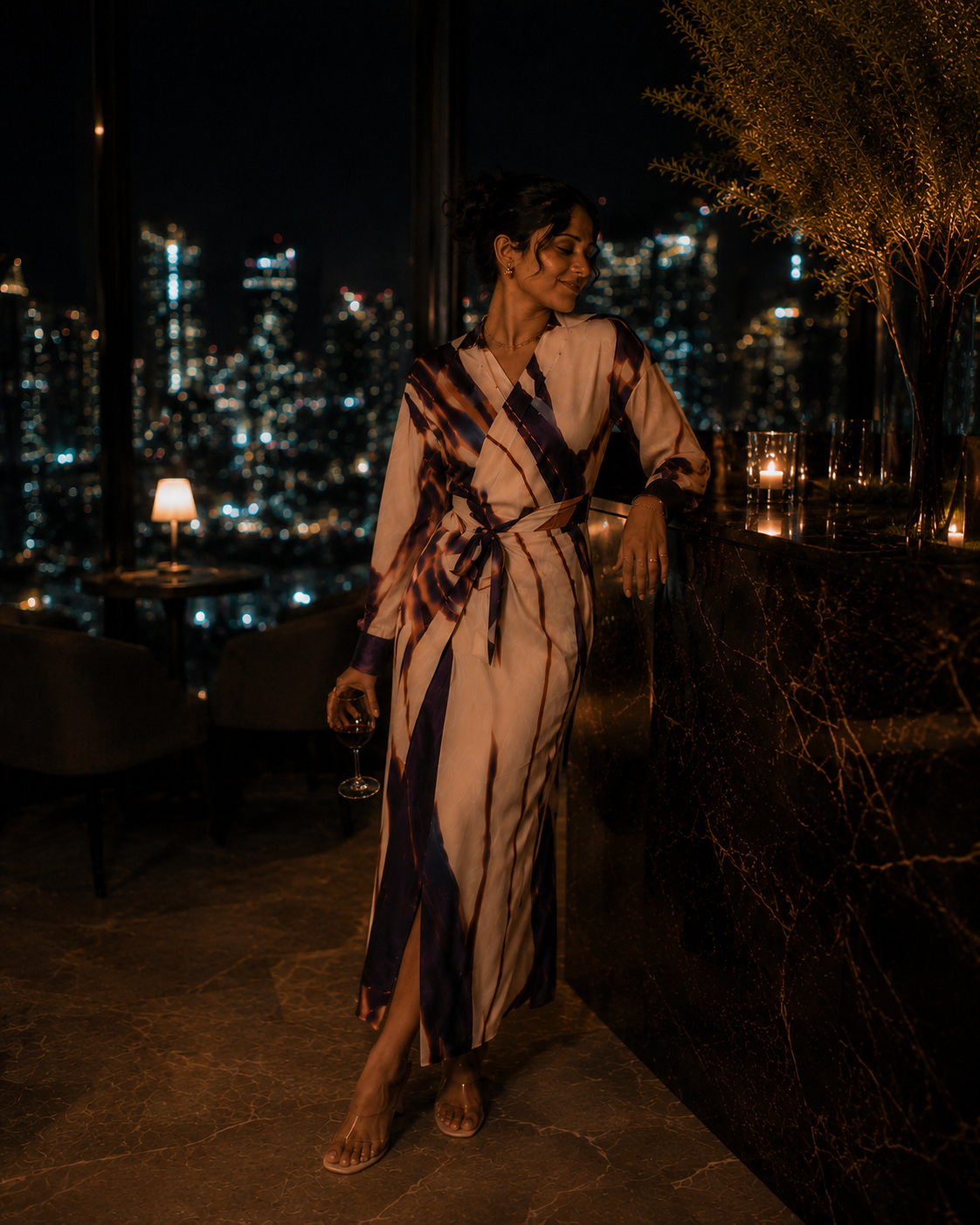 🌙 Starlit Wine Evening Dress