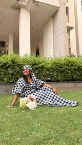 Checkmate Charm Dress with Head Scarf 🖤