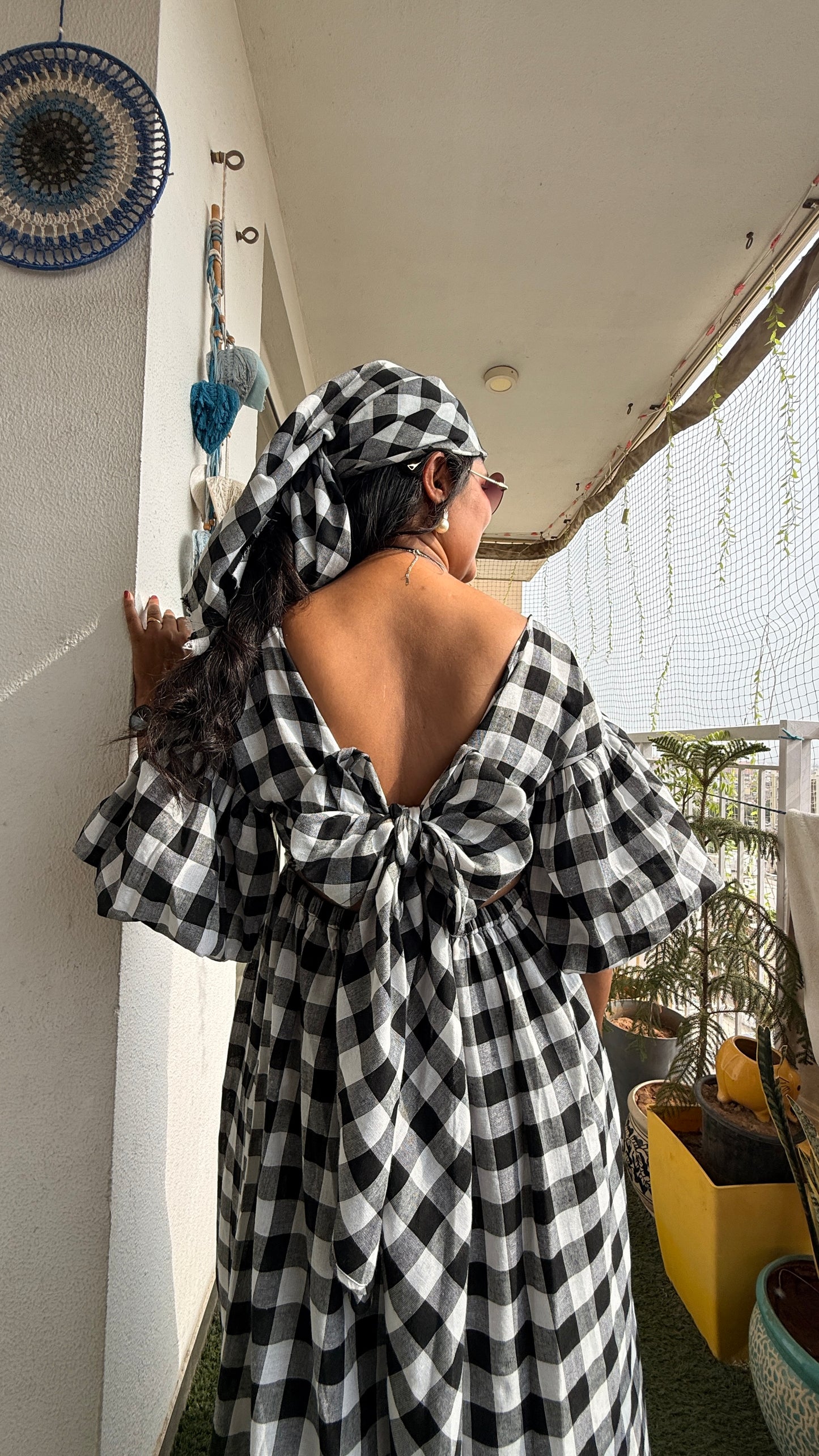 Checkmate Charm Dress with Head Scarf 🖤