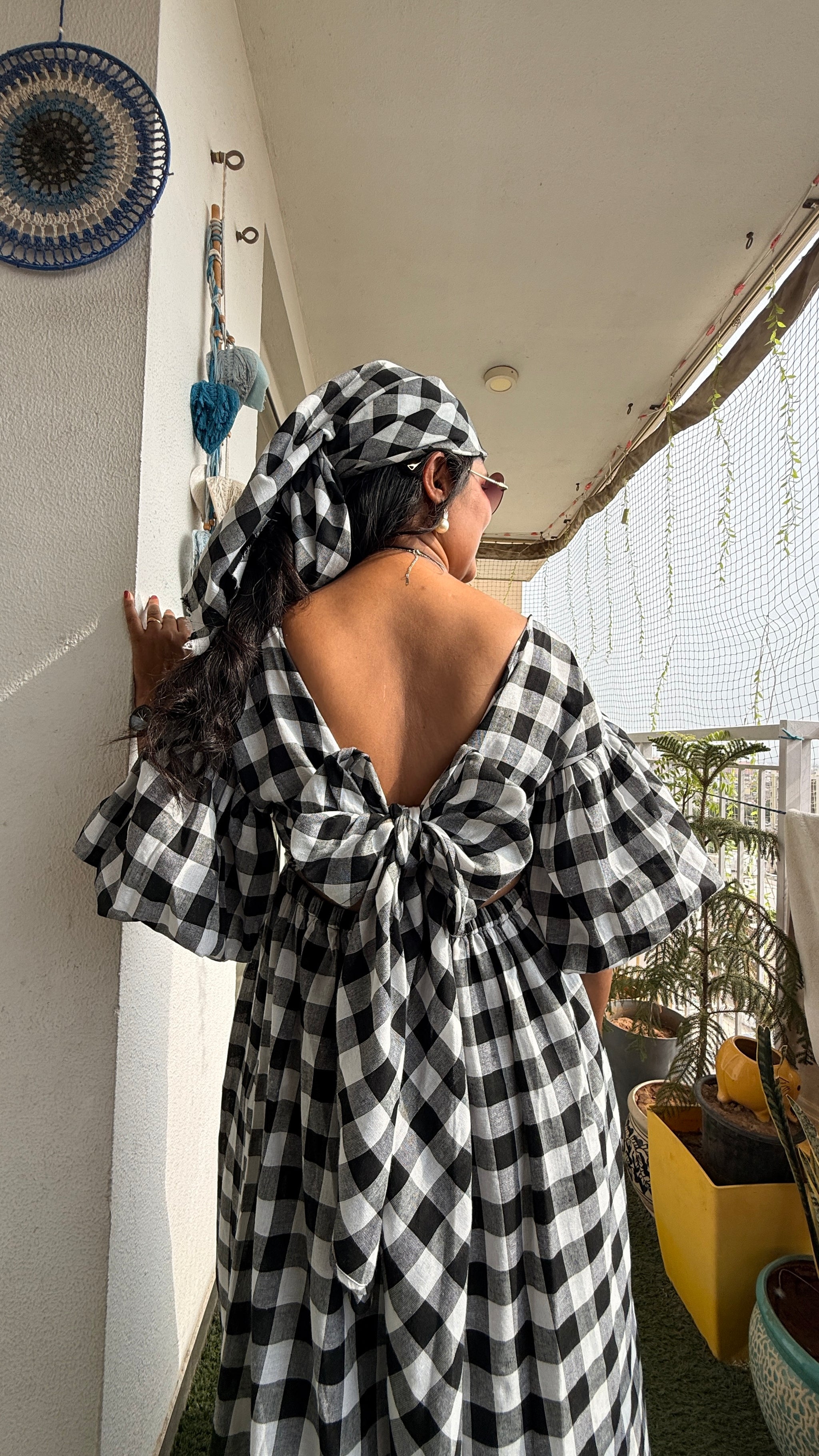 Checkmate Charm Dress with Head Scarf 🖤