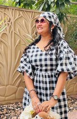 Checkmate Charm Dress with Head Scarf 🖤