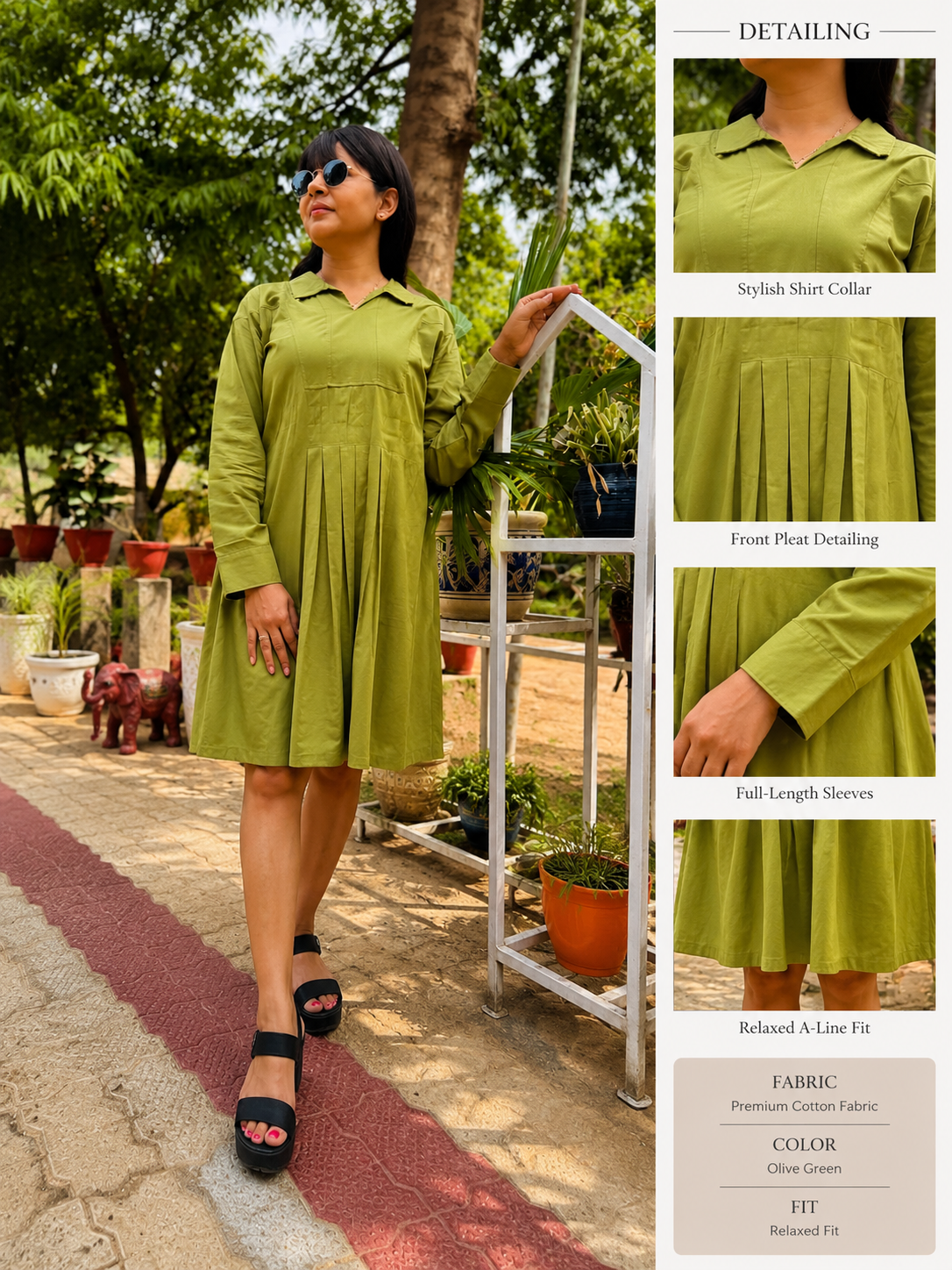 🍃 Olive Muse Dress